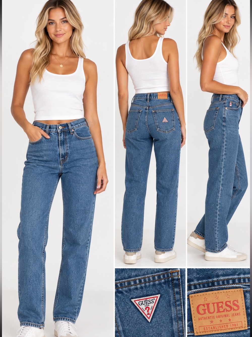 Vintage GUESS Jeans 29 90s High Rise Straight Leg 100% Cotton Denim